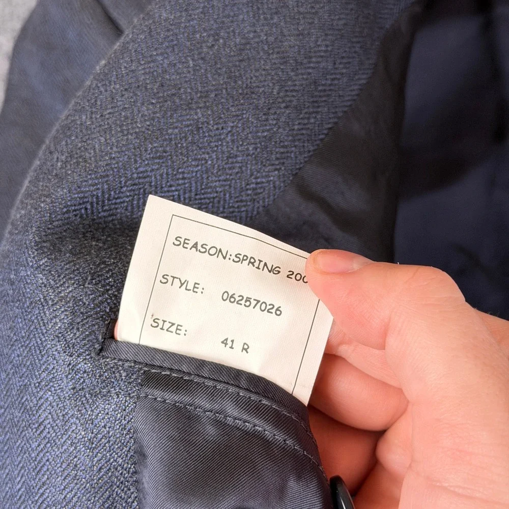 Brooks Brothers Blazer Mens 42R Blue Herringbone Silk Wool Linen Blend Jacket